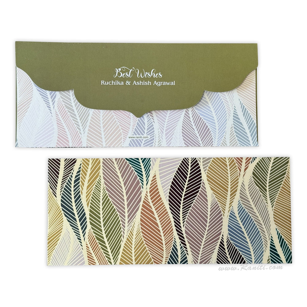 Leaf print Custom Gift Envelopes with Velvet finish Paper| Cash Money Gift Envelopes ACE - 13 - Raniti LLC - Custom Invitations & Stationery