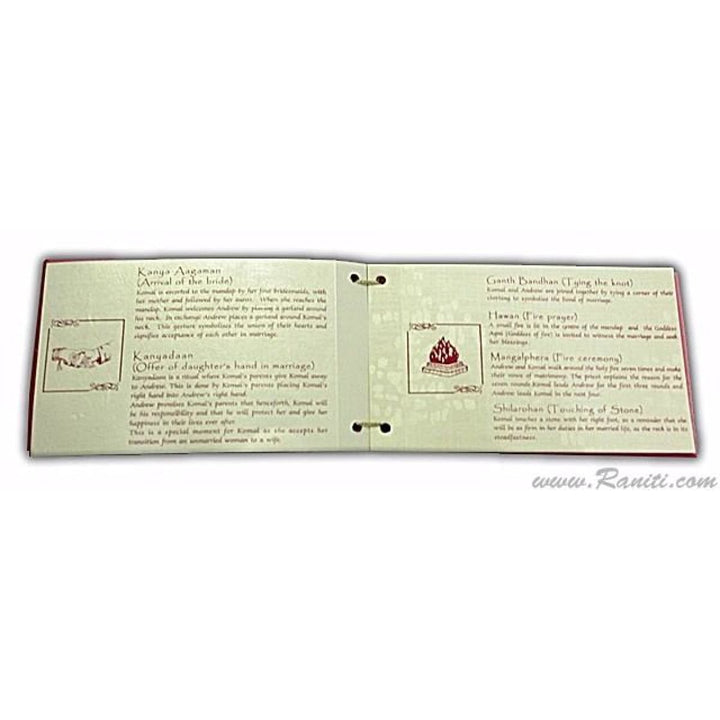 Custom Hindu Wedding Ceremony Program Booklet | Red and Golden Custom Order of Ceremony Wedding Program Booklet | Ceremony Program with Multiple Pages WP-12 freeshipping - Raniti LLC - Custom Invitations & Stationery