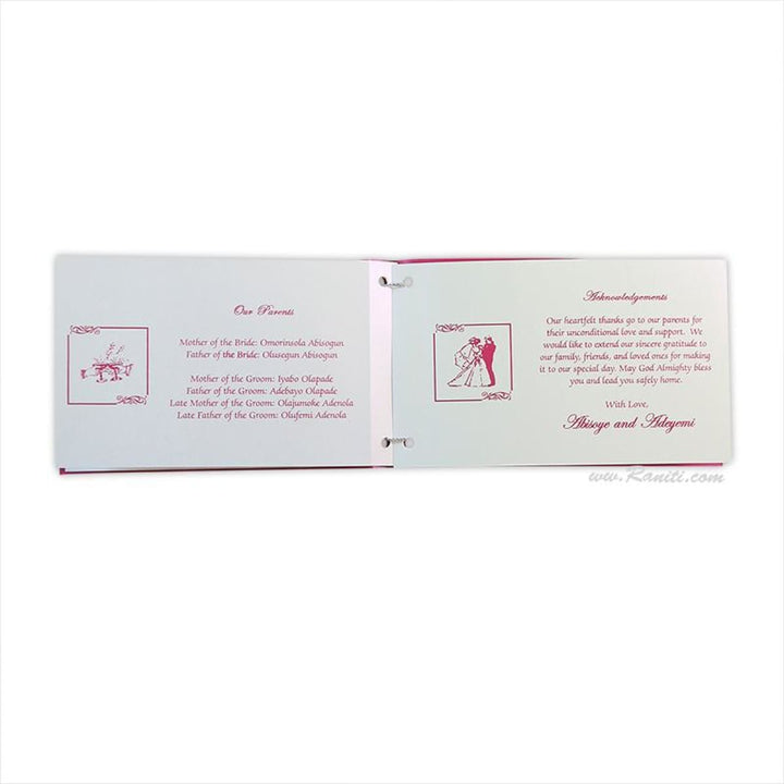 Custom Wedding Ceremony Program Booklet | Fuchsia pink Custom Order of Ceremony Wedding Program Booklet | Ceremony Program with Multiple Pages WP-28 freeshipping - Raniti LLC - Custom Invitations & Stationery