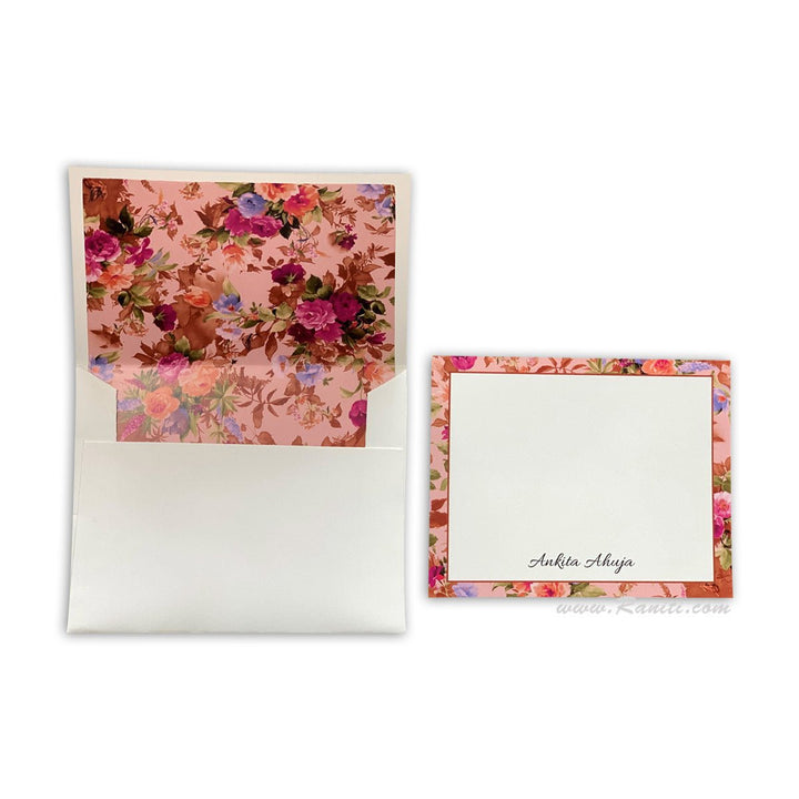 Custom Floral Design Personalized Classic Rustic Note Cards | Gift Tag Cards with Envelope | Pack of 25-50 and 100 Note Cards AMNC-17  Raniti LLC - Custom Invitations & Stationery