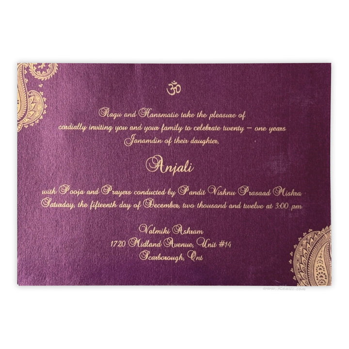 21st Birthday Custom Invitation Card | 21st Birthday Invitation peacock theme AMSO - 239 - Raniti LLC - Custom Invitations & Stationery