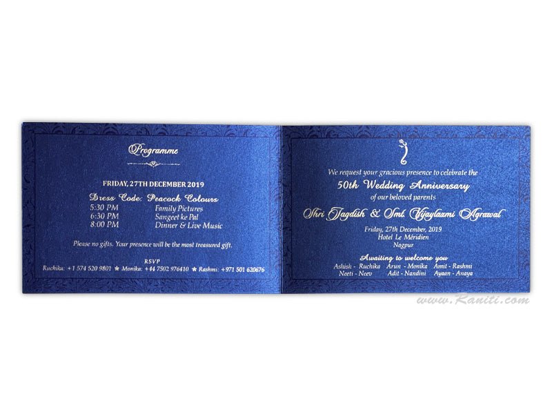 50th Wedding Anniversary Custom Special Occasion Invitation Card AMSO - 292 - Raniti LLC - Custom Invitations & Stationery