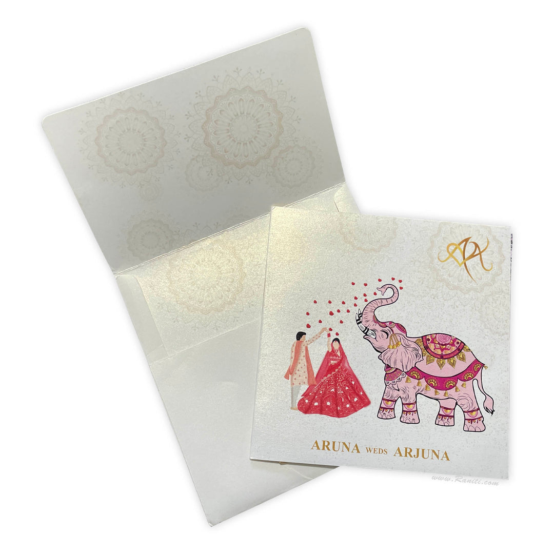 Traditional Custom Caricature Wedding Invitation Card | Indian Wedding Invitation Card ACD-19  Raniti LLC - Custom Invitations & Stationery