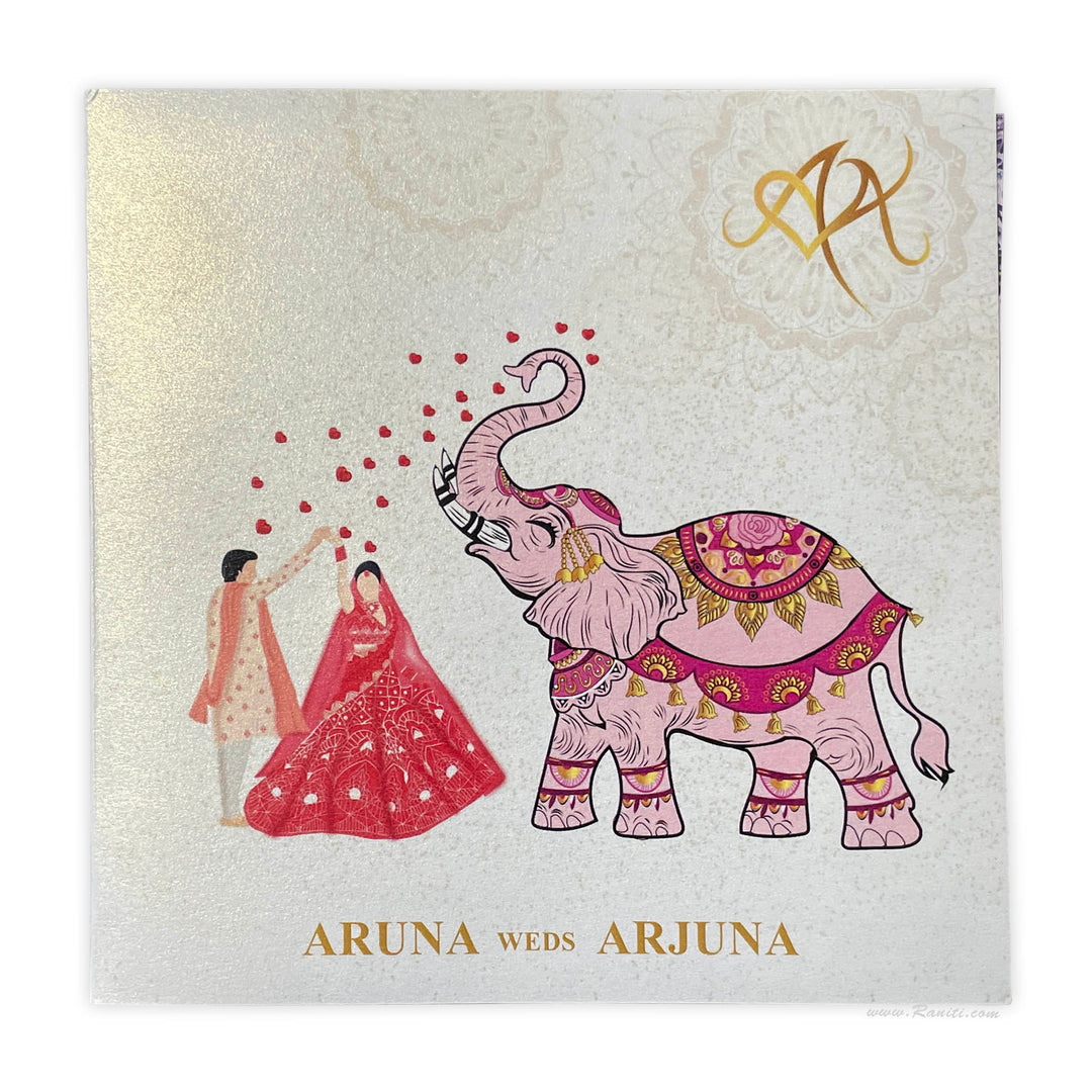 Traditional Custom Caricature Wedding Invitation Card | Indian Wedding Invitation Card ACD-19  Raniti LLC - Custom Invitations & Stationery