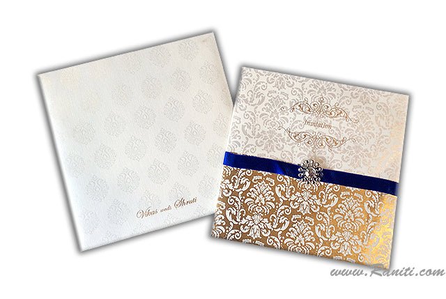 Classic Custom Invitation Card with Multiple Inserts | White Custom Invitations AM-105  Raniti LLC - Custom Invitations & Stationery