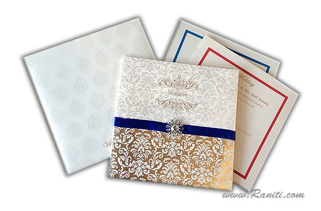 Classic Custom Invitation Card with Multiple Inserts | White Custom Invitations AM-105 Deluxe Raniti LLC - Custom Invitations & Stationery