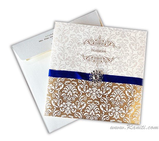 Classic Custom Invitation Card with Multiple Inserts | White Custom Invitations AM-105  Raniti LLC - Custom Invitations & Stationery