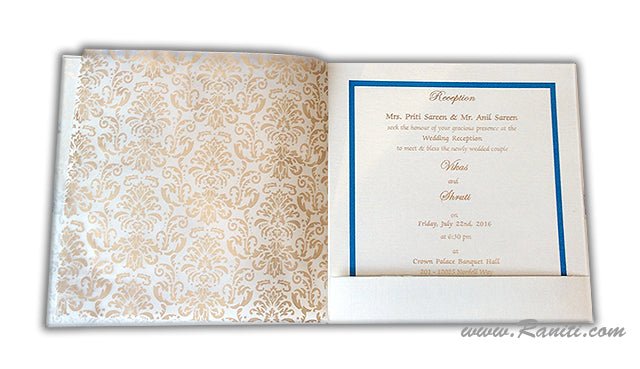 Classic Custom Invitation Card with Multiple Inserts | White Custom Invitations AM-105  Raniti LLC - Custom Invitations & Stationery