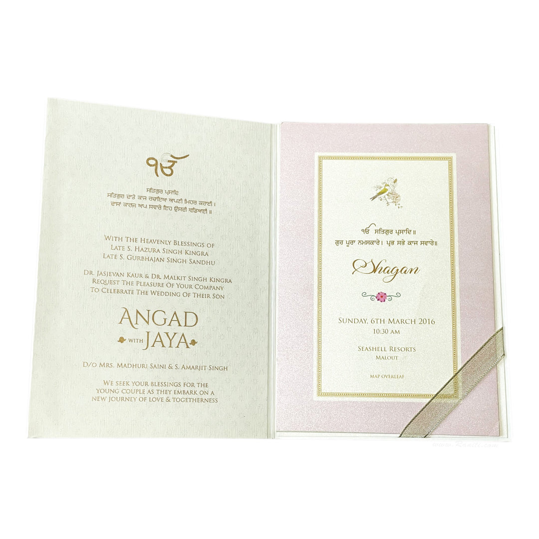 Custom Classic Invitation Card with Multiple Pastel Inserts | White Wedding Invitation Card AM-126  Raniti LLC - Custom Invitations & Stationery