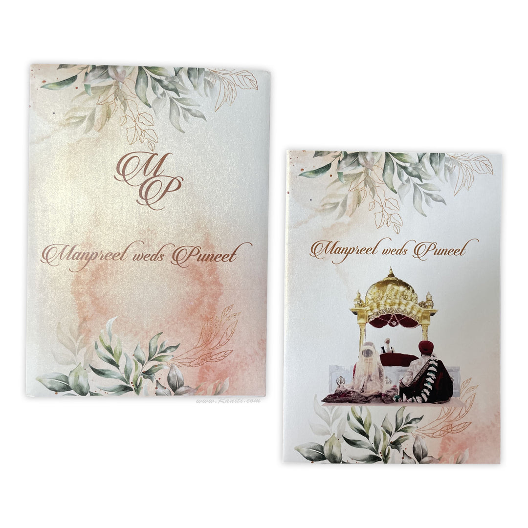 Caricature Floral Sikh Wedding Custom Invitation Card AM-141