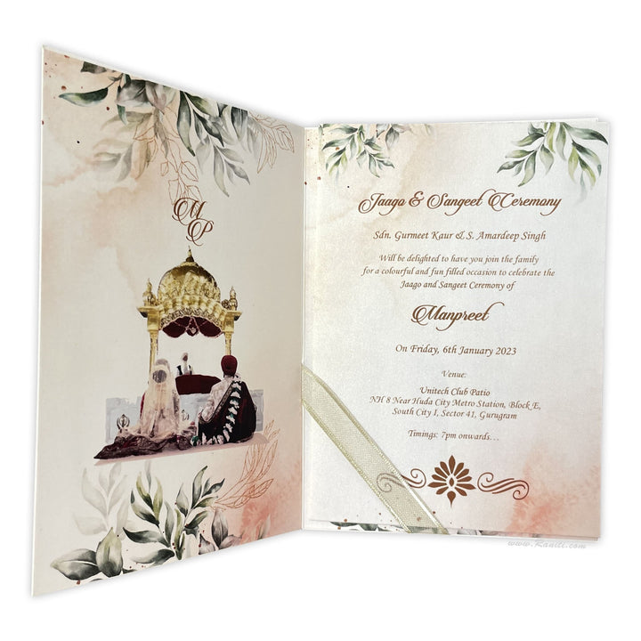 Caricature Floral Sikh Wedding Custom Invitation Card AM-141