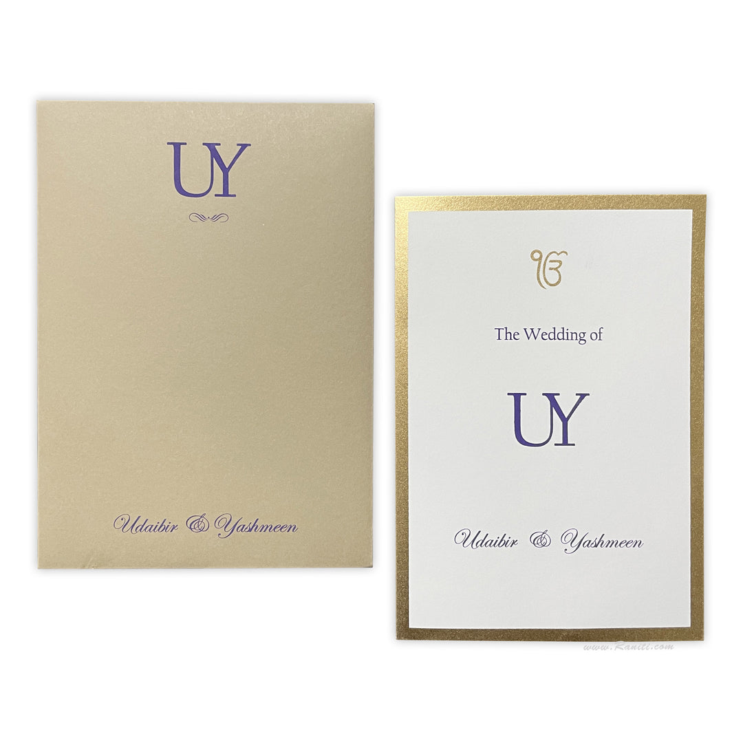 Custom Classic Invitation Card with Multiple Inserts and Gold Accent | White Wedding Invitation Card AM-147  Raniti LLC - Custom Invitations & Stationery