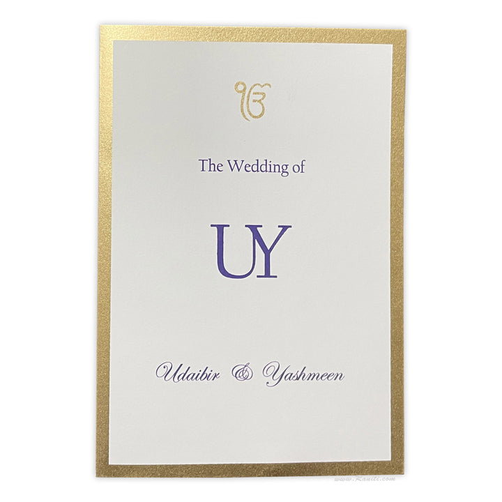 Custom Classic Invitation Card with Multiple Inserts and Gold Accent | White Wedding Invitation Card AM-147  Raniti LLC - Custom Invitations & Stationery