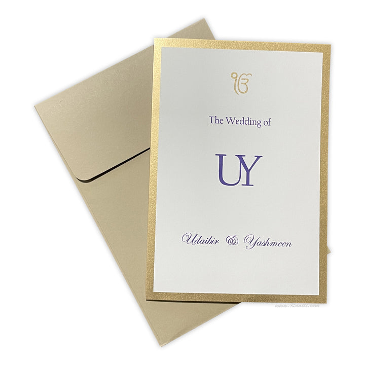 Custom Classic Invitation Card with Multiple Inserts and Gold Accent | White Wedding Invitation Card AM-147  Raniti LLC - Custom Invitations & Stationery