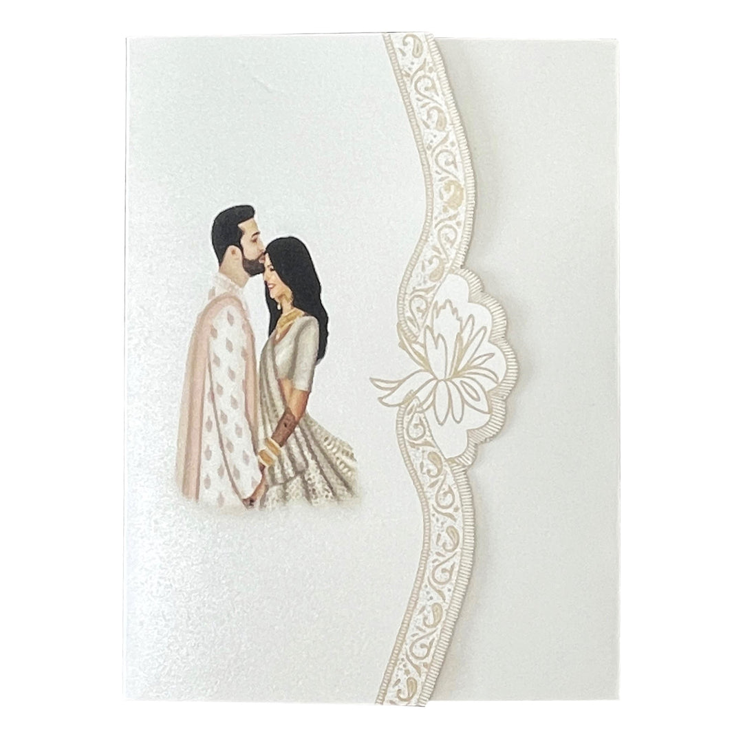 Trifold White Classic Custom Invitation Card with Bride & Groom Image Invitation AM-158  Raniti LLC - Custom Invitations & Stationery