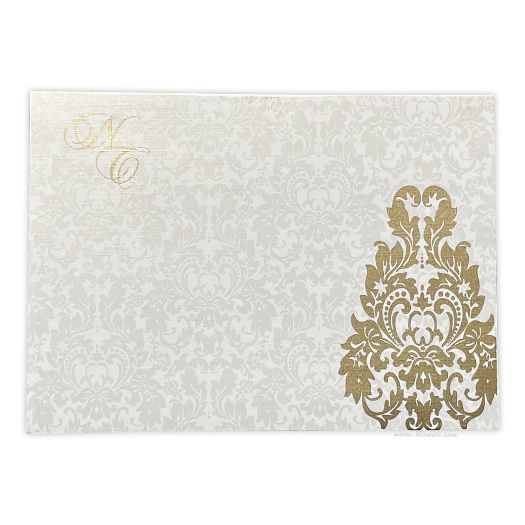 White Classic Custom Invitation Card with Multicolored Border Inserts and Beautiful Lined Envelope | Custom Classic White Invitation Card AM-198  Raniti LLC - Custom Invitations & Stationery