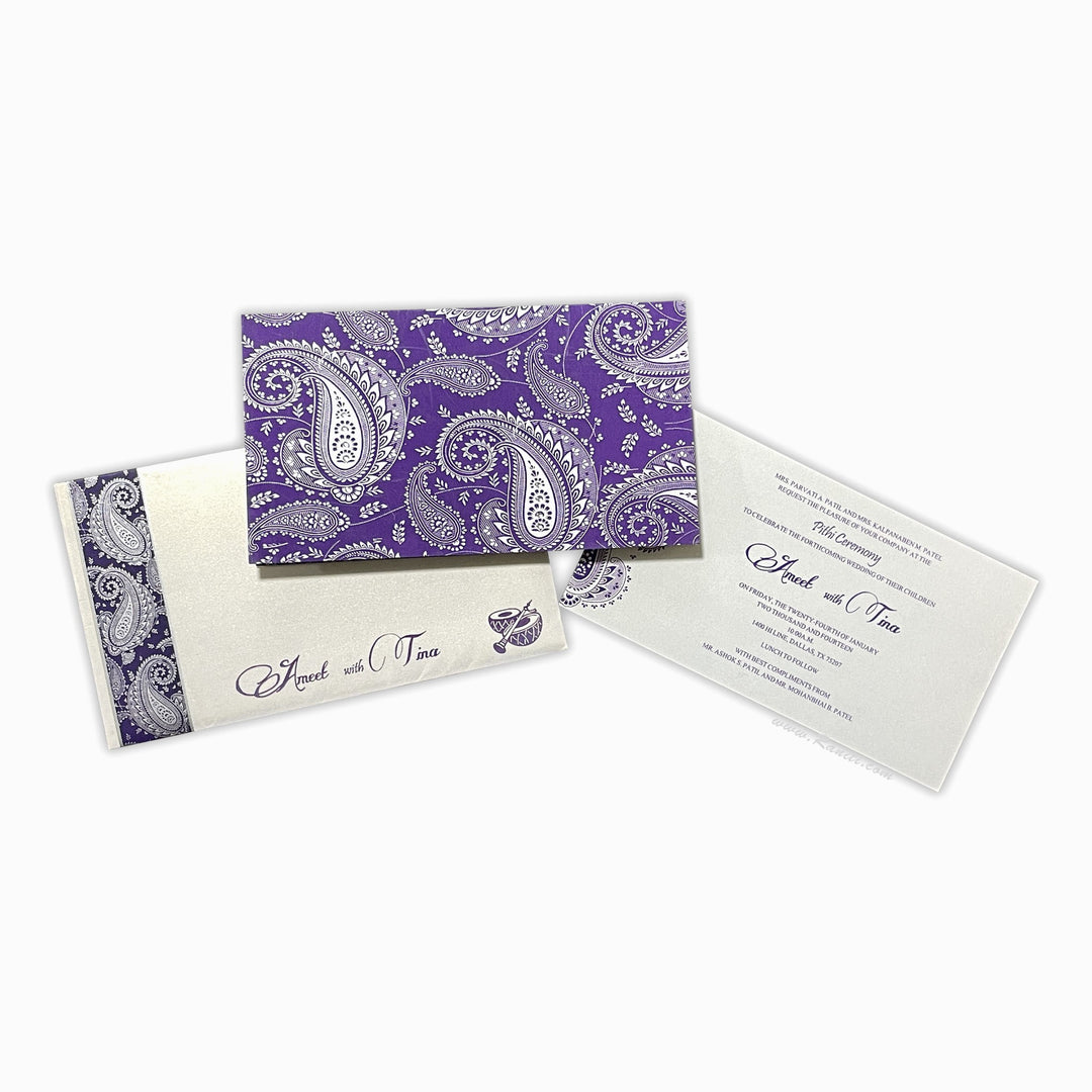 Purple and White Square Custom Wedding Invitation card with inserts AM-206  Raniti LLC - Custom Invitations & Stationery