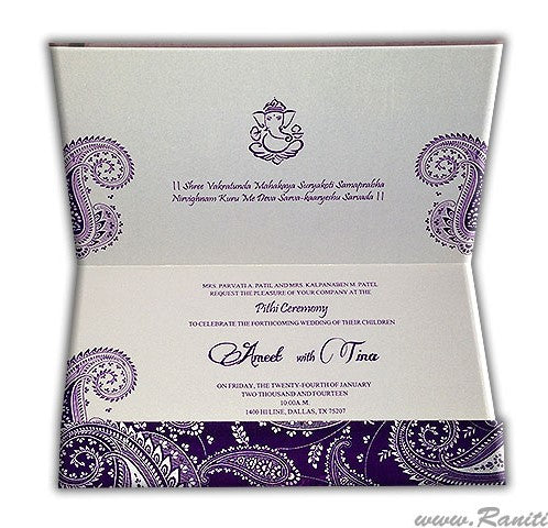 Purple and White Square Custom Wedding Invitation card with inserts AM-206  Raniti LLC - Custom Invitations & Stationery