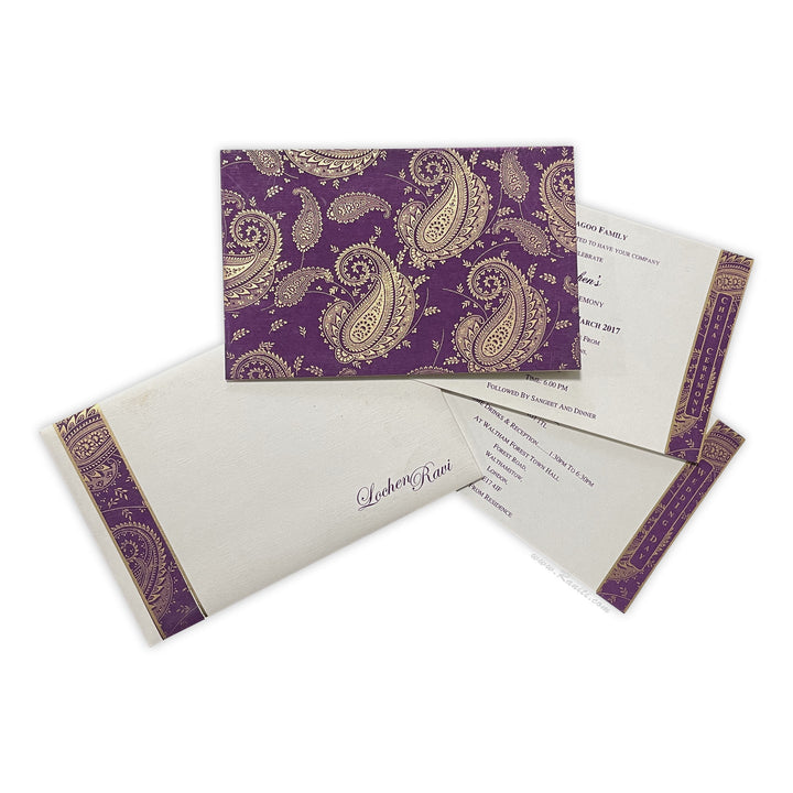 Purple and White Square Custom Wedding Invitation card with inserts AM-206  Raniti LLC - Custom Invitations & Stationery