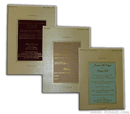 Classic Custom Luxury Wedding Invitation Card with Multiple Inserts | Golden Embossed Monogram Foil Print Inserts Custom Invitation AM-258  Raniti LLC - Custom Invitations & Stationery