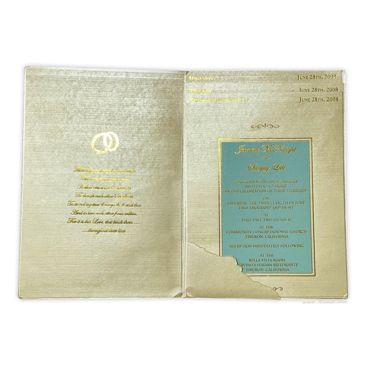 Classic Custom Luxury Wedding Invitation Card with Multiple Inserts | Golden Embossed Monogram Foil Print Inserts Custom Invitation AM-258