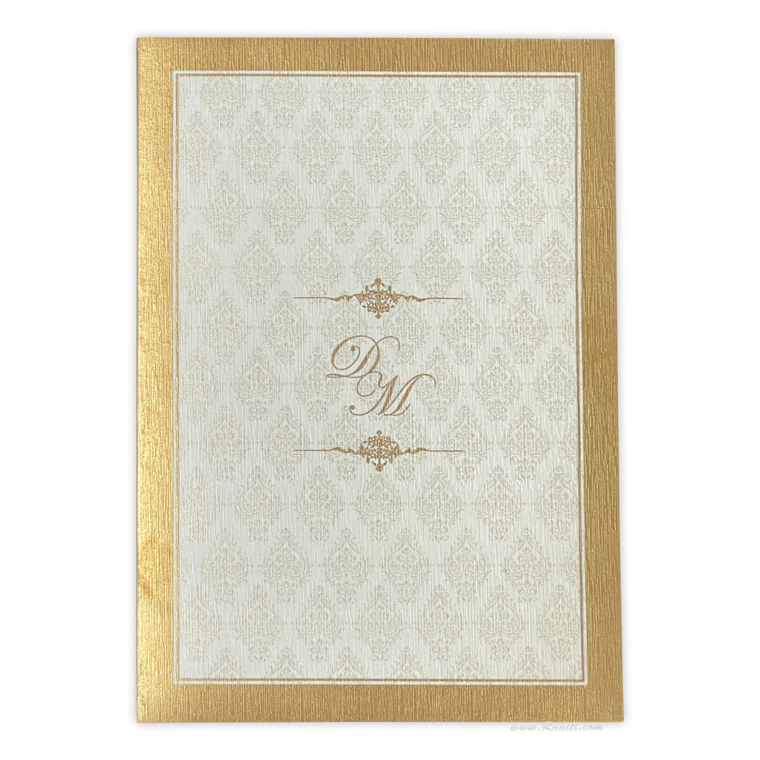 Custom Classic Invitation Card with Multiple Inserts and Gold Accent | White Wedding Invitation Card AM-259  Raniti LLC - Custom Invitations & Stationery