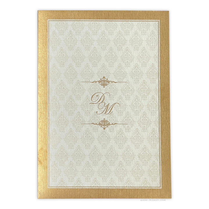 Custom Classic Invitation Card with Multiple Inserts and Gold Accent | White Wedding Invitation Card AM-259  Raniti LLC - Custom Invitations & Stationery