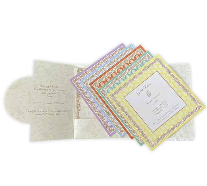 Classic Custom Wedding Invitation Card Colorful Inserts | Unique Gatefold Custom Invitation Card with Multiple Inserts AM-25  Raniti LLC - Custom Invitations & Stationery