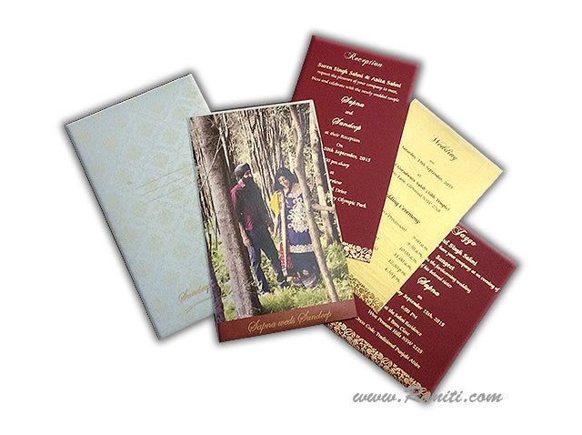 Custom Wedding Invitation Card with Photo AM-262  Raniti LLC - Custom Invitations & Stationery