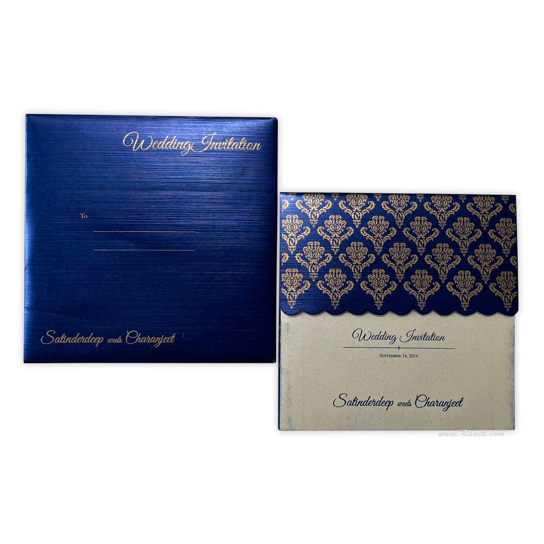 His and Her 6 x 6 Dark Blue and White Custom Invitation Card, Bride & Groom Set Custom Wedding Card AM-268  Raniti LLC - Custom Invitations & Stationery