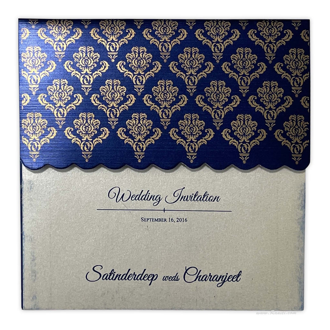 His and Her 6 x 6 Dark Blue and White Custom Invitation Card, Bride & Groom Set Custom Wedding Card AM-268  Raniti LLC - Custom Invitations & Stationery