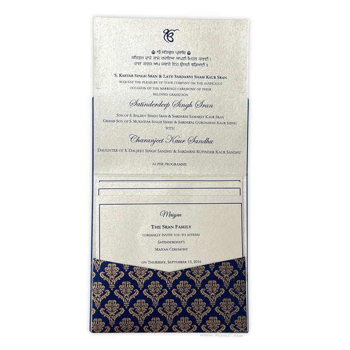 His and Her 6 x 6 Dark Blue and White Custom Invitation Card, Bride & Groom Set Custom Wedding Card AM-268  Raniti LLC - Custom Invitations & Stationery