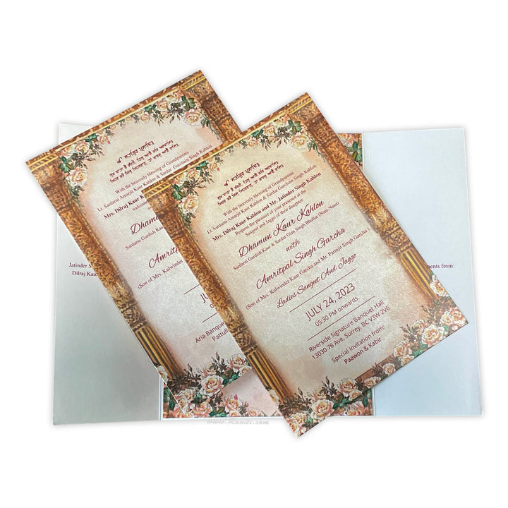 Floral Gatefold Sikh Wedding Custom Invitation Card AM-280