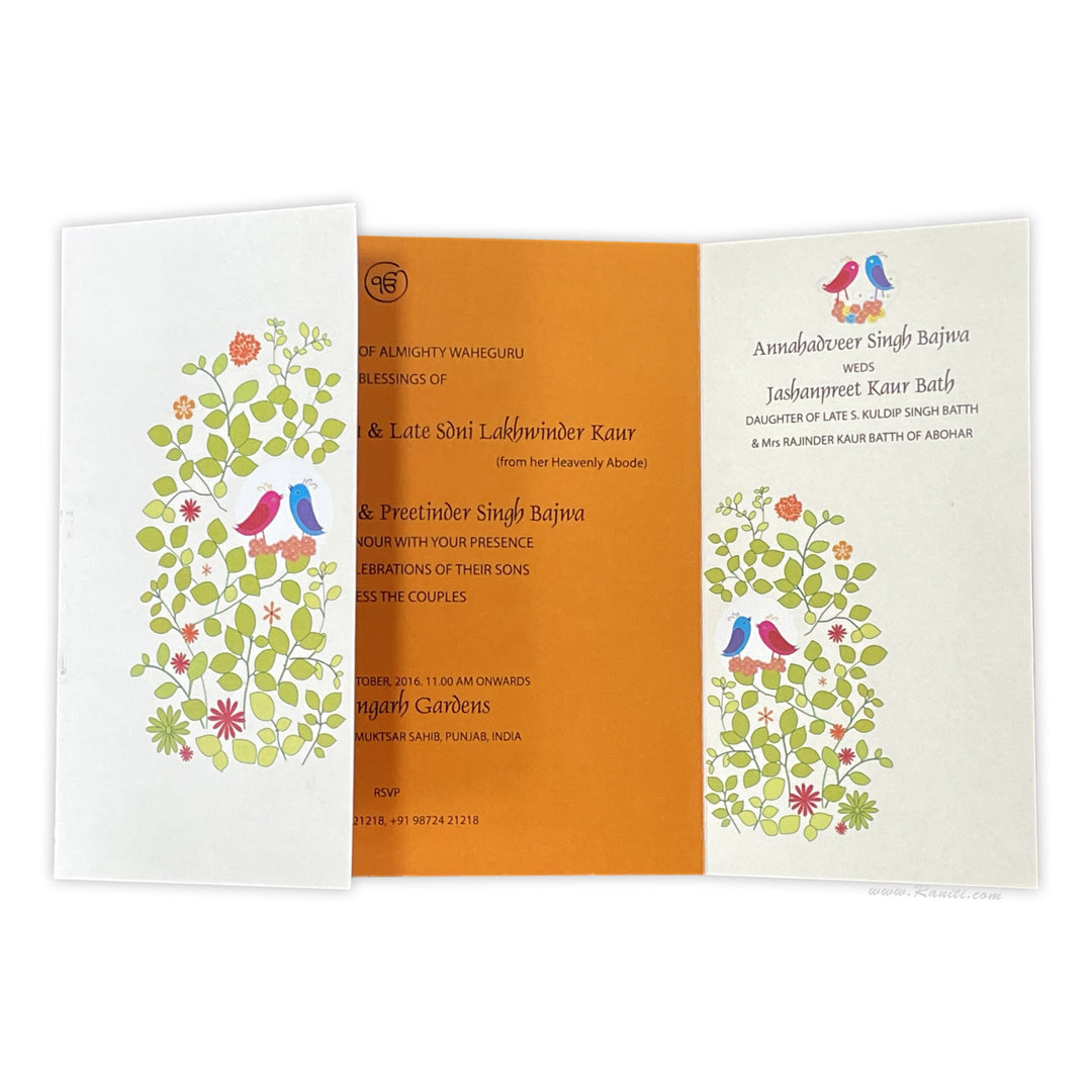 Floral and Love Bird Design Gatefold Custom Wedding Invitation Card | Unique Gatefold Custom Invitation Card with Floral Print - AM-292  Raniti LLC - Custom Invitations & Stationery