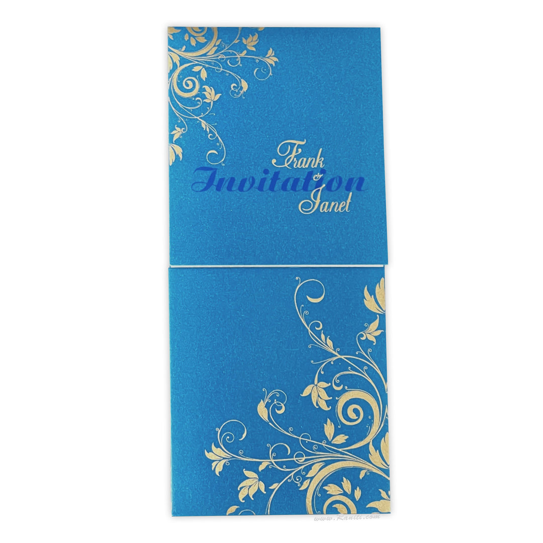 Blue Portrait Custom Invitation Card with Multiple Inserts | Custom Invitation card with Cascading inserts AM-299  Raniti LLC - Custom Invitations & Stationery