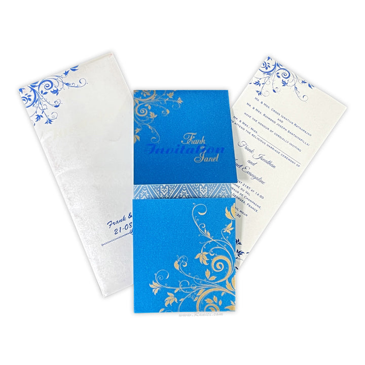 Blue Portrait Custom Invitation Card with Multiple Inserts | Custom Invitation card with Cascading inserts AM-299  Raniti LLC - Custom Invitations & Stationery