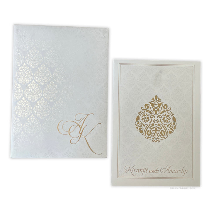 Monogram Print Custom Classic Invitation Card with Multiple Inserts | White Wedding Invitation Card AM-29  Raniti LLC - Custom Invitations & Stationery