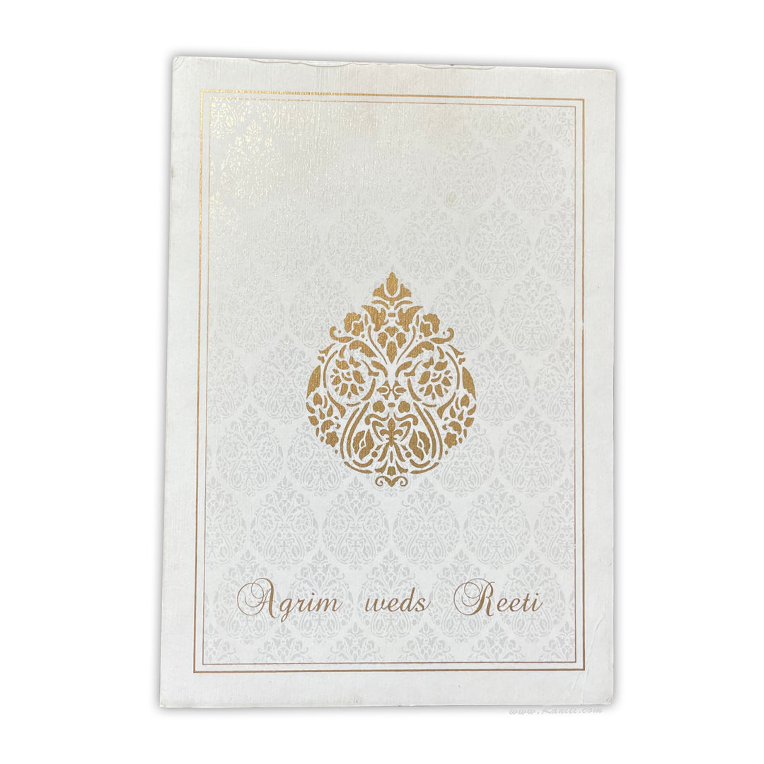 Monogram Print Custom Classic Invitation Card with Multiple Inserts | White Wedding Invitation Card AM-29  Raniti LLC - Custom Invitations & Stationery