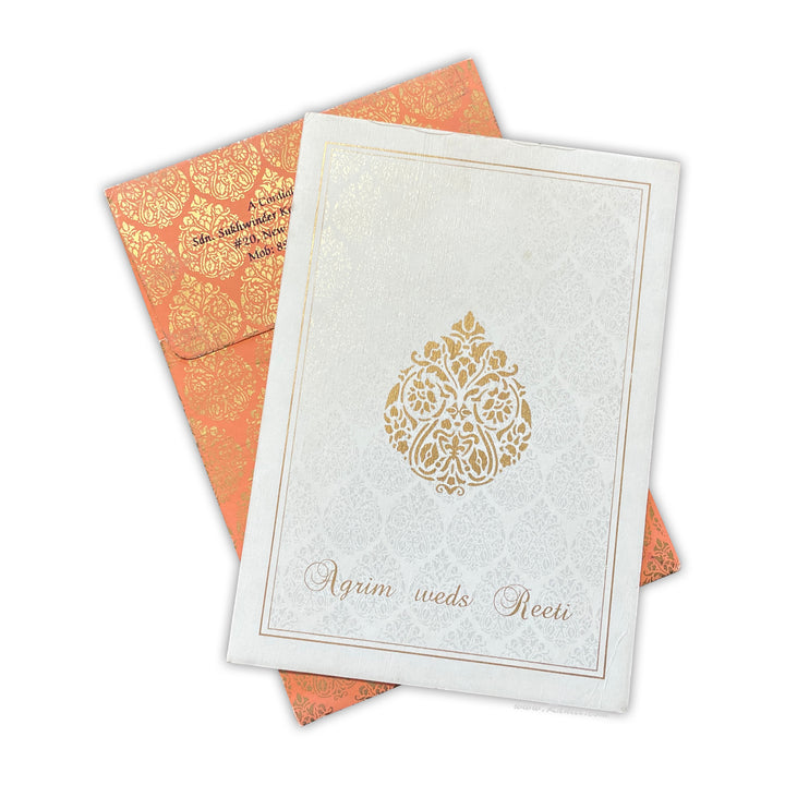 Monogram Print Custom Classic Invitation Card with Multiple Inserts | White Wedding Invitation Card AM-29  Raniti LLC - Custom Invitations & Stationery