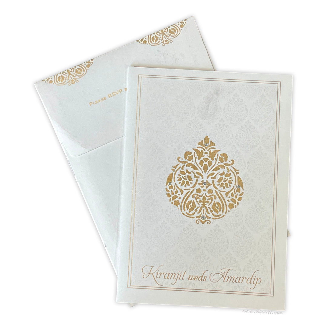 Monogram Print Custom Classic Invitation Card with Multiple Inserts | White Wedding Invitation Card AM-29  Raniti LLC - Custom Invitations & Stationery