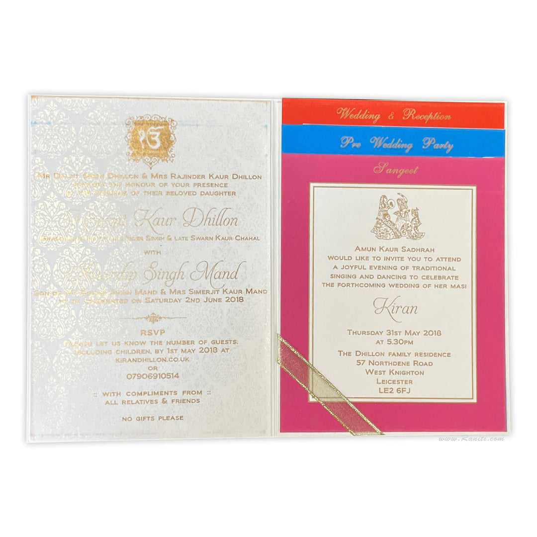 Monogram Print Custom Classic Invitation Card with Multiple Inserts | White Wedding Invitation Card AM-29  Raniti LLC - Custom Invitations & Stationery