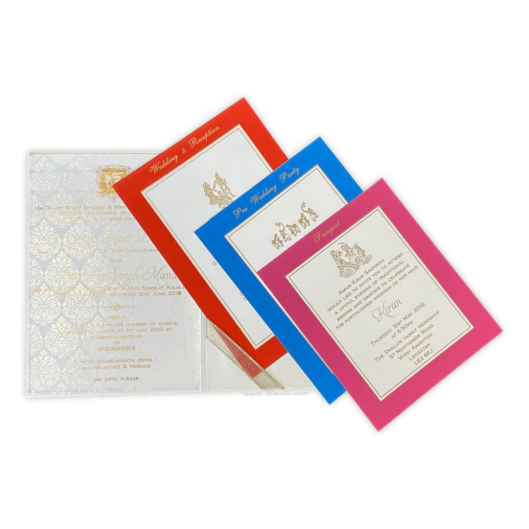 Monogram Print Custom Classic Invitation Card with Multiple Inserts | White Wedding Invitation Card AM-29  Raniti LLC - Custom Invitations & Stationery