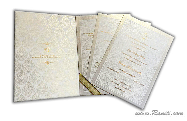 Monogram Print Custom Classic Invitation Card with Multiple Inserts | White Wedding Invitation Card AM-29  Raniti LLC - Custom Invitations & Stationery