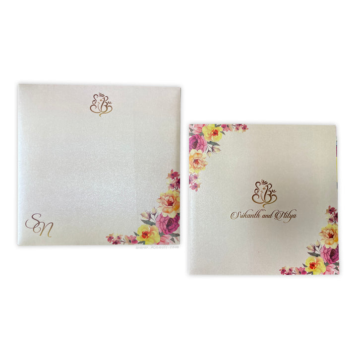 Vintage Floral Print Classic Custom Embossed Monogram Wedding Invitation Card AM-304  Raniti LLC - Custom Invitations & Stationery