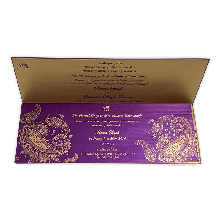 Red and Gold Paisley Theme Rectangle Custom Invitation Card with Multiple Inserts AM-351  Raniti LLC - Custom Invitations & Stationery