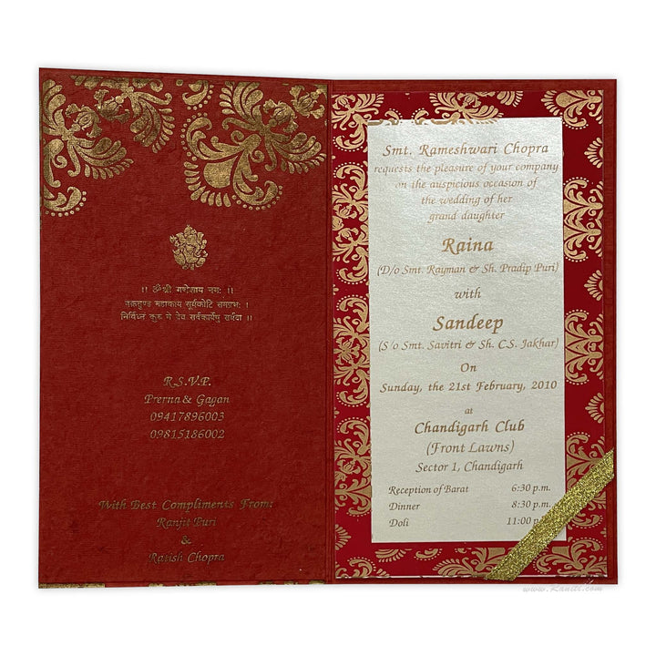 Red Portrait Custom Invitation Card with Multiple Inserts | Custom Indian Wedding Invitation Card AM-365  Raniti LLC - Custom Invitations & Stationery