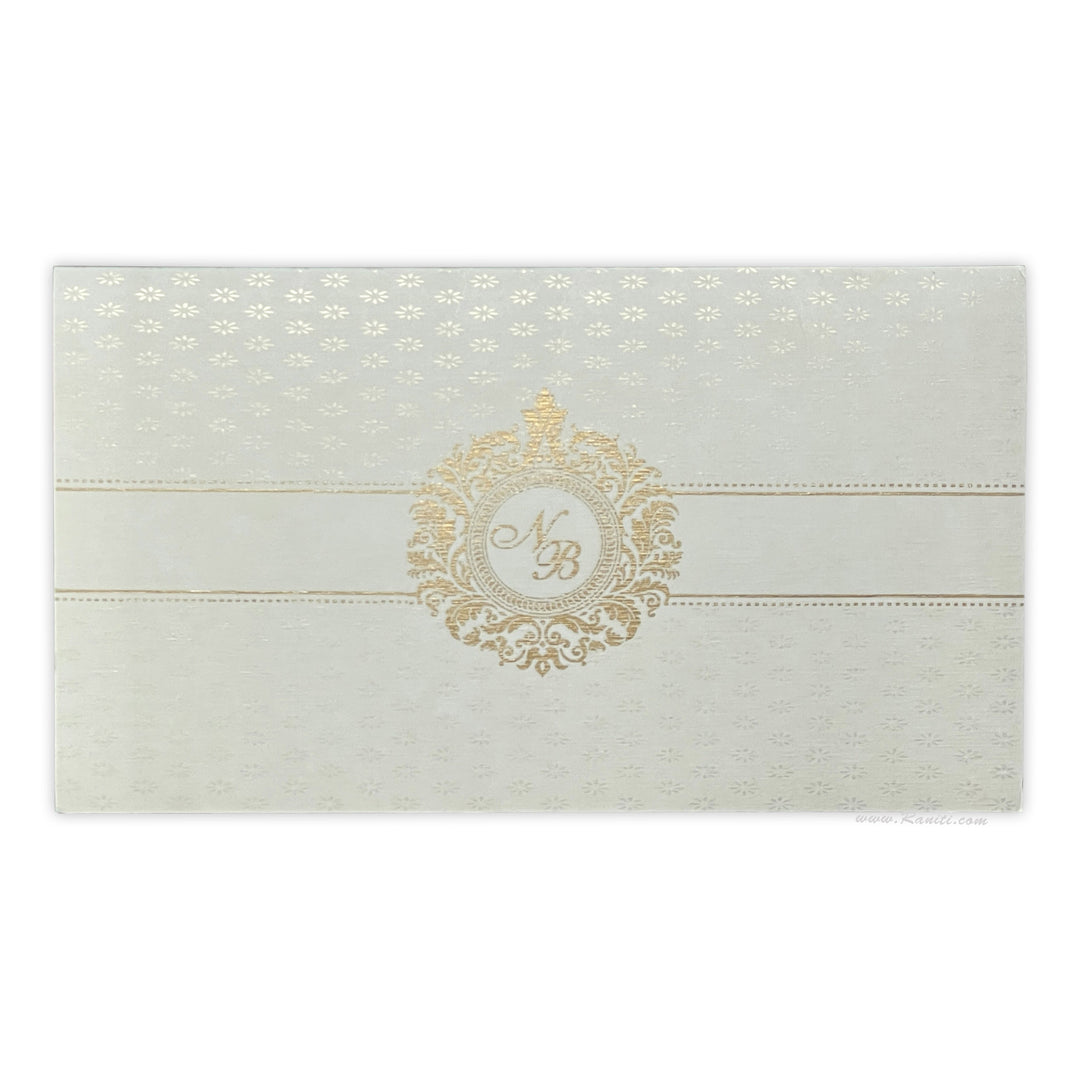 White Damask Theme Rectangle Custom Invitation Card with Cascading Multiple Inserts AM-377  Raniti LLC - Custom Invitations & Stationery