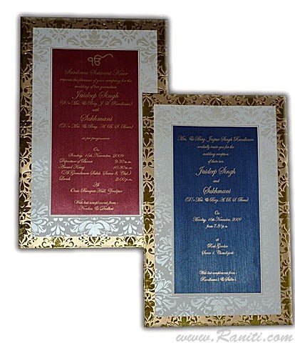 Classic Luxury Foil Custom Invitation Card in Red & Blue  | Raniti LLC