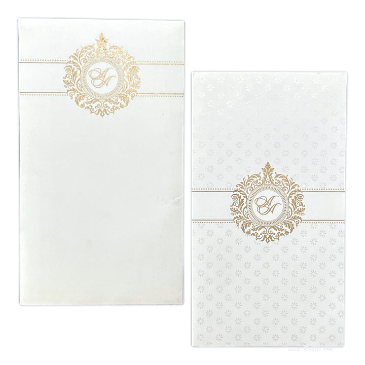 White Portrait Custom Invitation Card with Multiple Inserts | Custom Invitation card with Cascading inserts His & Her Set AM-38  Raniti LLC - Custom Invitations & Stationery