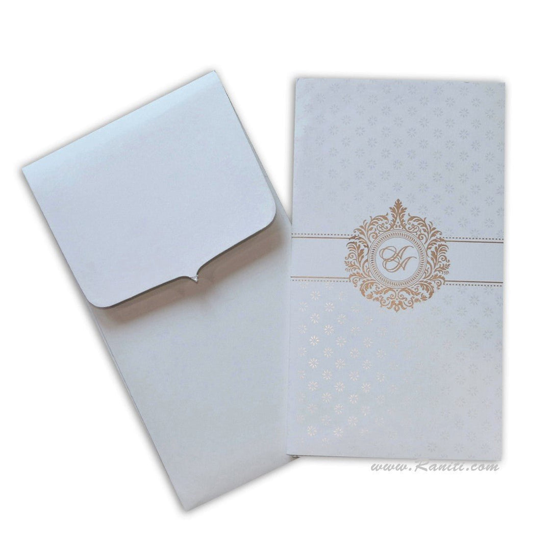 White Portrait Custom Invitation Card with Multiple Inserts | Custom Invitation card with Cascading inserts His & Her Set AM-38  Raniti LLC - Custom Invitations & Stationery